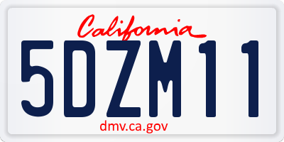 CA license plate 5DZM11