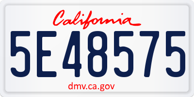 CA license plate 5E48575