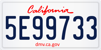 CA license plate 5E99733