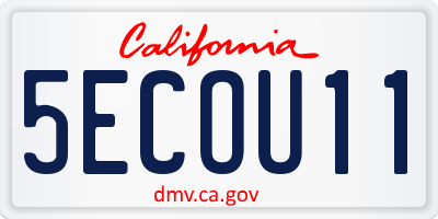 CA license plate 5ECOU11