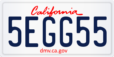 CA license plate 5EGG55