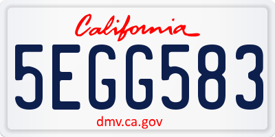 CA license plate 5EGG583
