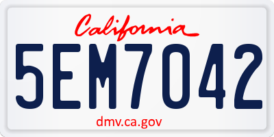 CA license plate 5EM7042