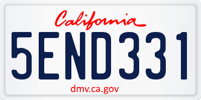 CA license plate 5END331