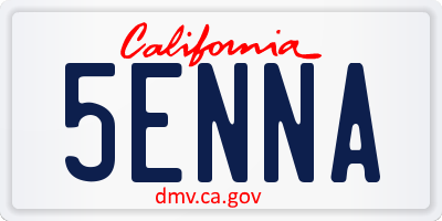 CA license plate 5ENNA