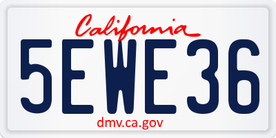 CA license plate 5EWE36