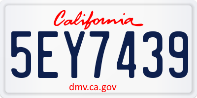 CA license plate 5EY7439