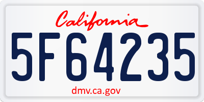 CA license plate 5F64235