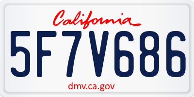 CA license plate 5F7V686