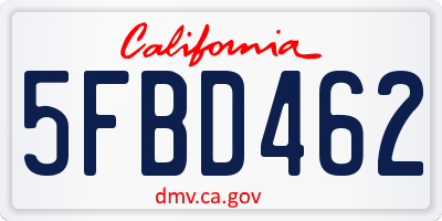 CA license plate 5FBD462