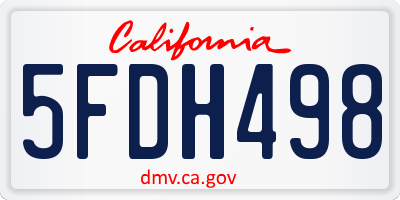 CA license plate 5FDH498