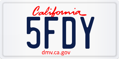 CA license plate 5FDY