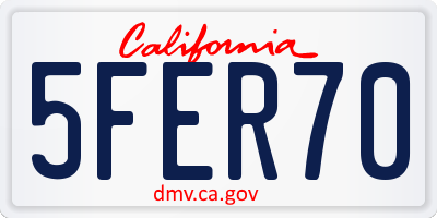 CA license plate 5FER70