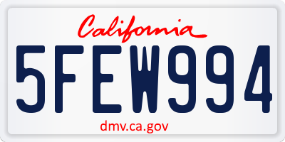 CA license plate 5FEW994