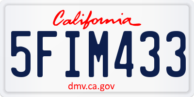 CA license plate 5FIM433