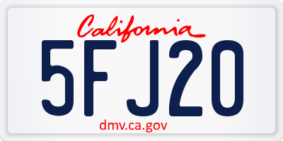 CA license plate 5FJ20