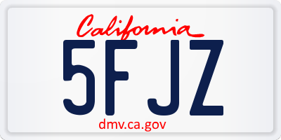 CA license plate 5FJZ