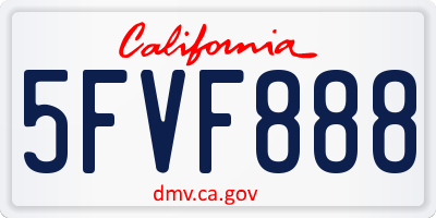 CA license plate 5FVF888