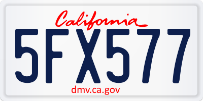 CA license plate 5FX577