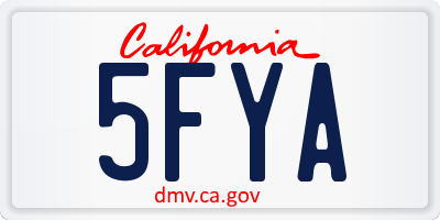 CA license plate 5FYA