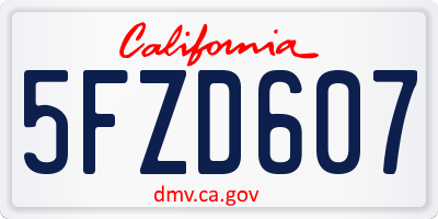 CA license plate 5FZD607