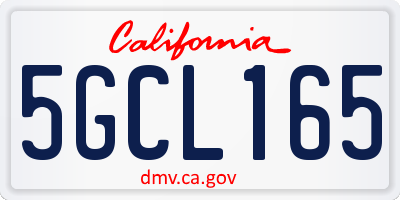 CA license plate 5GCL165