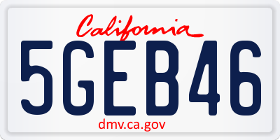 CA license plate 5GEB46