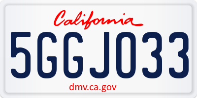 CA license plate 5GGJO33