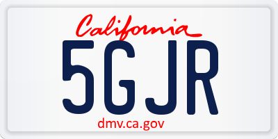 CA license plate 5GJR