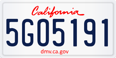 CA license plate 5GO5191