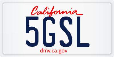 CA license plate 5GSL