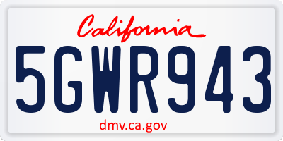 CA license plate 5GWR943