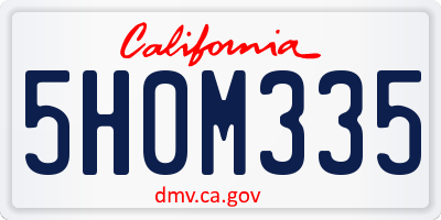 CA license plate 5H0M335