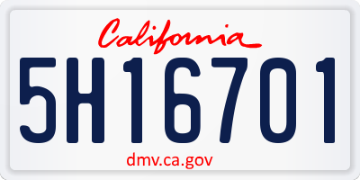 CA license plate 5H16701