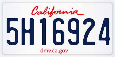 CA license plate 5H16924