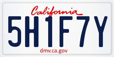 CA license plate 5H1F7Y