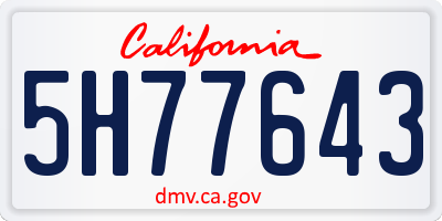 CA license plate 5H77643