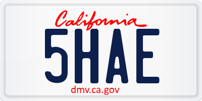 CA license plate 5HAE