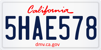 CA license plate 5HAE578