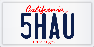 CA license plate 5HAU