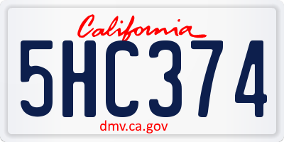 CA license plate 5HC374