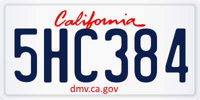 CA license plate 5HC384