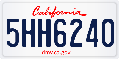 CA license plate 5HH6240