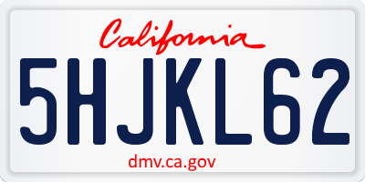 CA license plate 5HJKL62