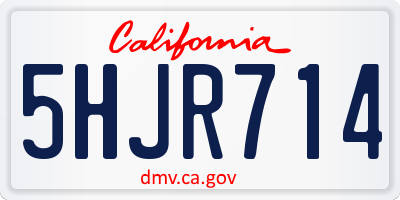 CA license plate 5HJR714