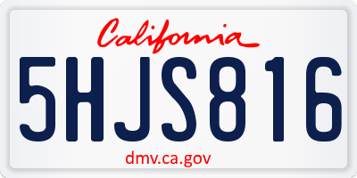 CA license plate 5HJS816