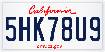 CA license plate 5HK78U9