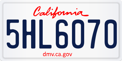 CA license plate 5HL6070