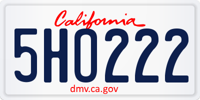 CA license plate 5HO222