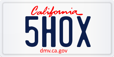 CA license plate 5HOX